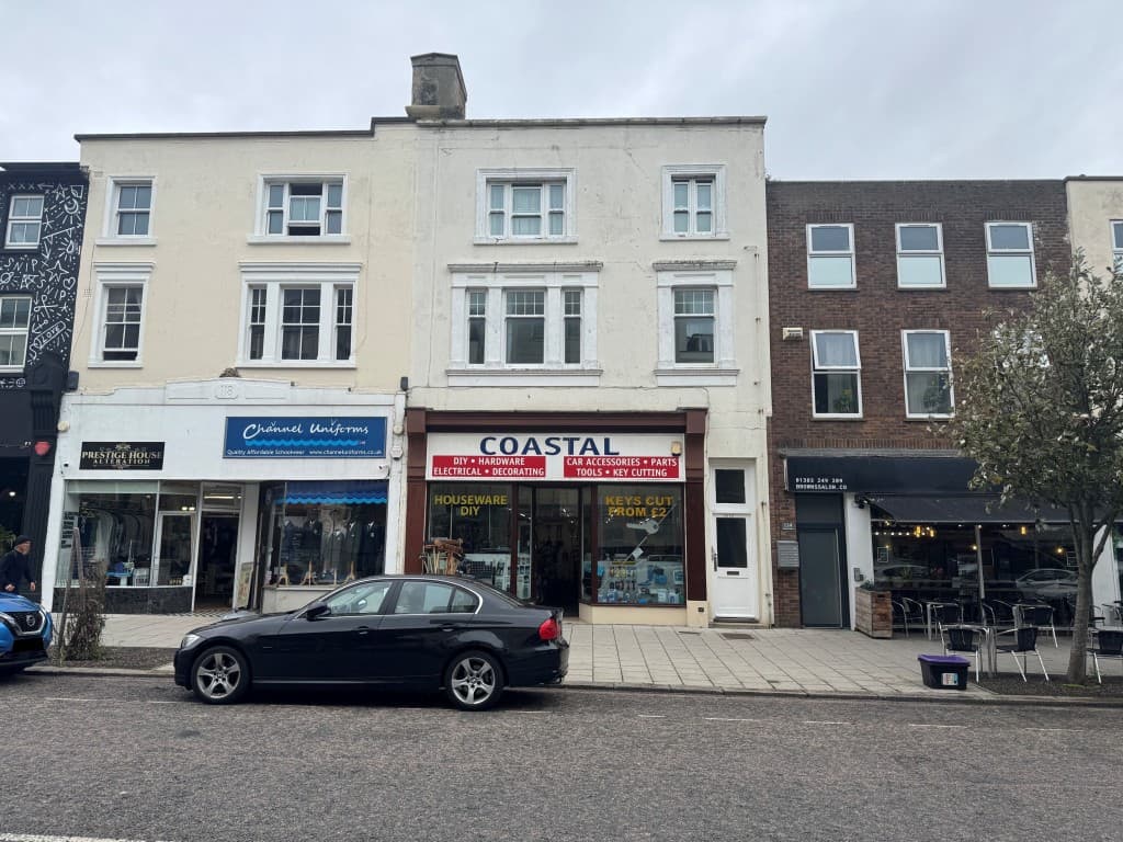 116 Sandgate Road, Folkestone CT20 2BW: Freehold Vacant Shop, Vacant Two-bedroom Flat Plus Two-bedroom 1